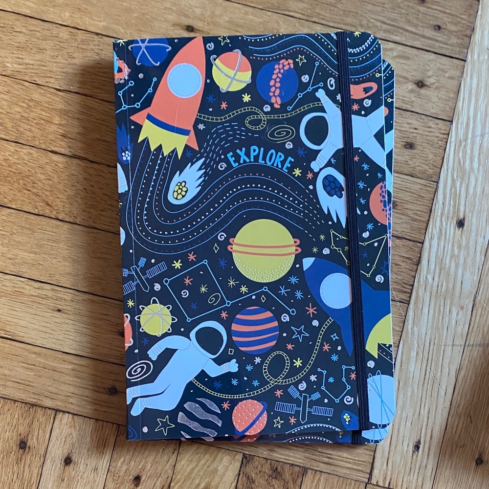 Space-Themed Notebook with Elastic Band